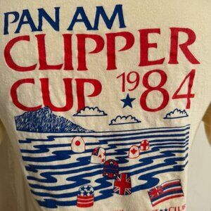Vintage Single Stitch T Shirt 1984 Pan AM Clipper Cup Waikiki Yacht Club Size SM